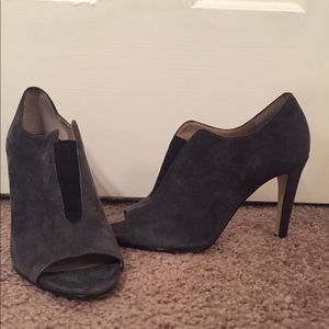 Gray suede booties. Saks Fifth Avenue. Size 7